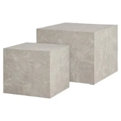 Designer Couchtisch Paris 2er Set in Marmor Optik