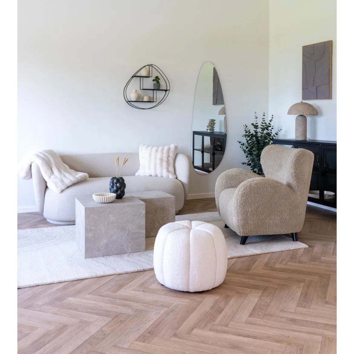 Designer Couchtisch Paris 2er Set in Marmor Optik