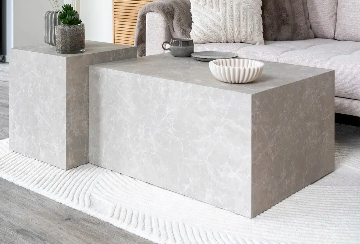 Designer Couchtisch Paris in Marmor Optik