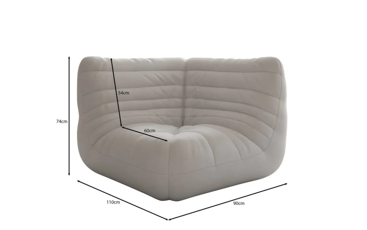 Designer Eckmodul Sofa-Sessel Calmo in Echtleder