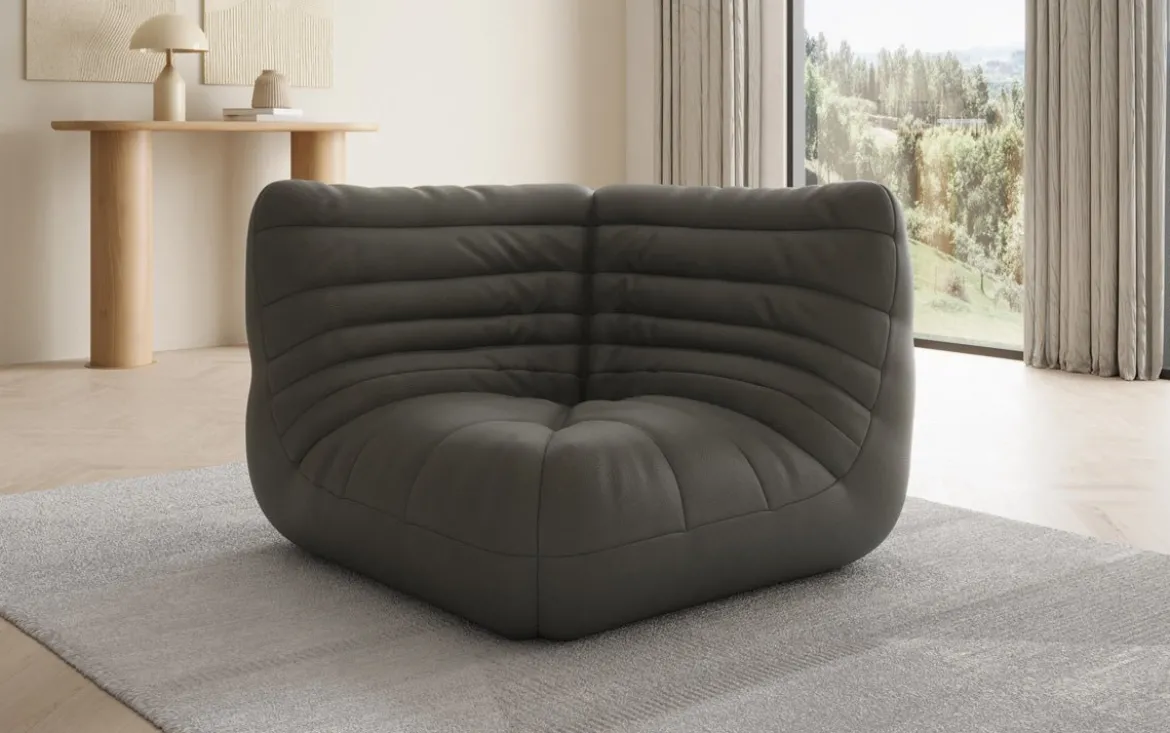 Designer Eckmodul Sofa-Sessel Calmo in Echtleder
