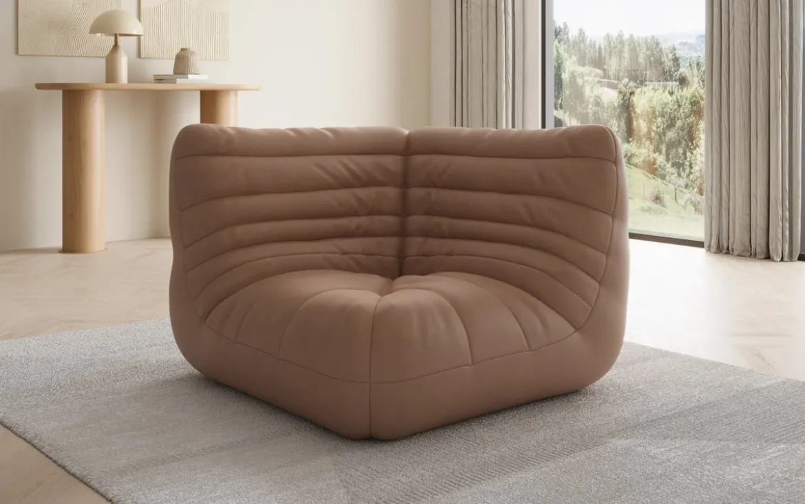 Designer Eckmodul Sofa-Sessel Calmo in Echtleder