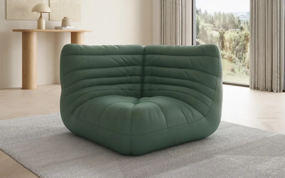 Designer Eckmodul Sofa-Sessel Calmo in Echtleder