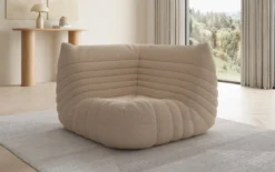 Designer Eckmodul Sofa-Sessel Calmo in Teddy Bouclé