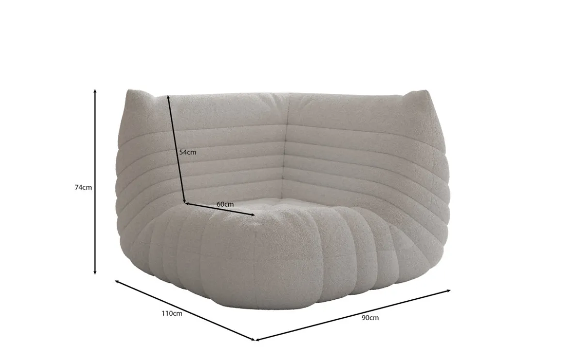 Designer Eckmodul Sofa-Sessel Calmo in Teddy Bouclé