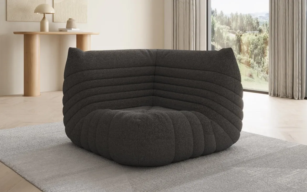 Designer Eckmodul Sofa-Sessel Calmo in Teddy Bouclé