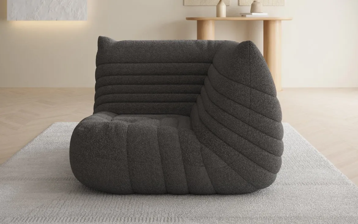 Designer Eckmodul Sofa-Sessel Calmo in Teddy Bouclé