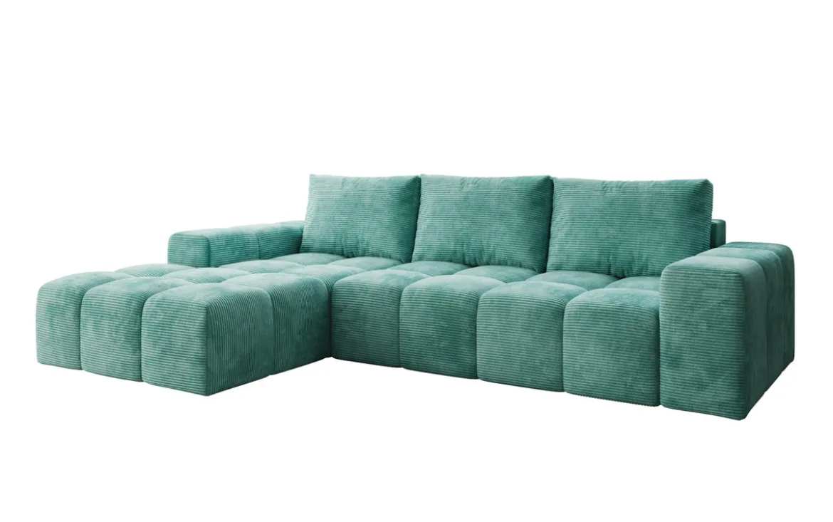 Designer Ecksofa Aila mit Schlaf- und Klappfunktion in Cord