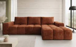 Designer Ecksofa Aila mit Schlaf- und Klappfunktion in Cord