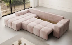 Designer Ecksofa Aila mit Schlaf- und Klappfunktion in Cord