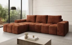 Designer Ecksofa Aila mit Schlaf- und Klappfunktion in Cord
