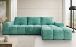 Designer Ecksofa Aila mit Schlaf- und Klappfunktion in Cord