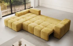 Designer Ecksofa Aila mit Schlaf- und Klappfunktion in Cord