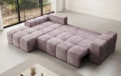 Designer Ecksofa Aila mit Schlaf- und Klappfunktion in Cord