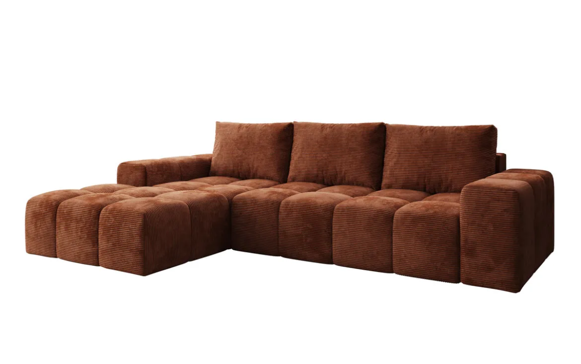 Designer Ecksofa Aila mit Schlaf- und Klappfunktion in Cord