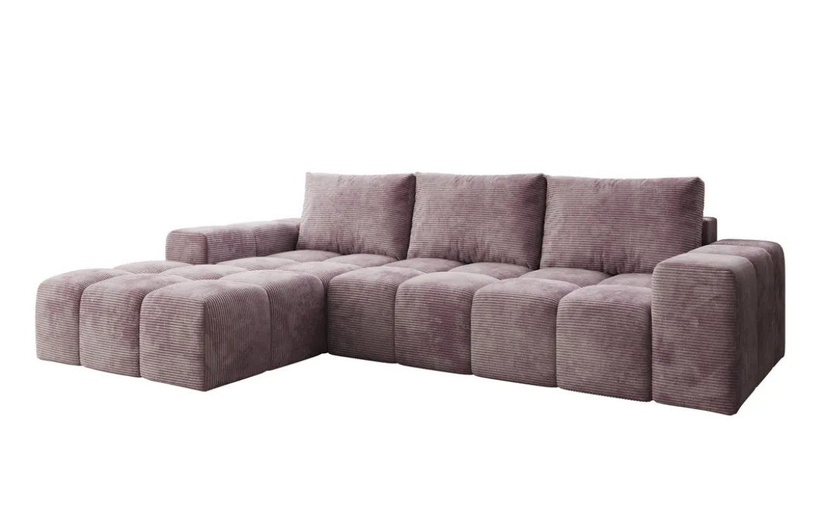 Designer Ecksofa Aila mit Schlaf- und Klappfunktion in Cord