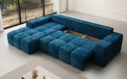 Designer Ecksofa Aila mit Schlaf- und Klappfunktion in Cord
