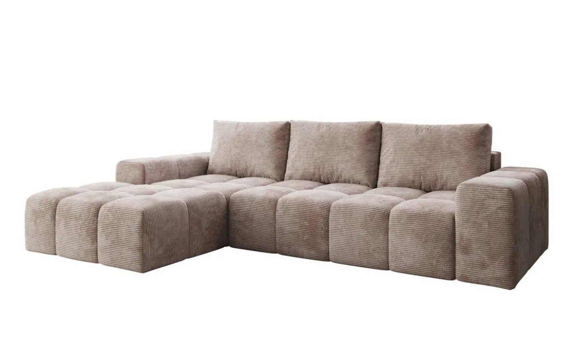Designer Ecksofa Aila mit Schlaf- und Klappfunktion in Cord