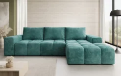 Designer Ecksofa Aila mit Schlaf- und Klappfunktion in Cord