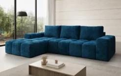 Designer Ecksofa Aila mit Schlaf- und Klappfunktion in Cord
