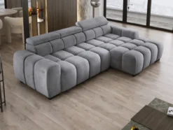 Designer Ecksofa Amalfi in Samt mit elektrischer Sitzerweiterung