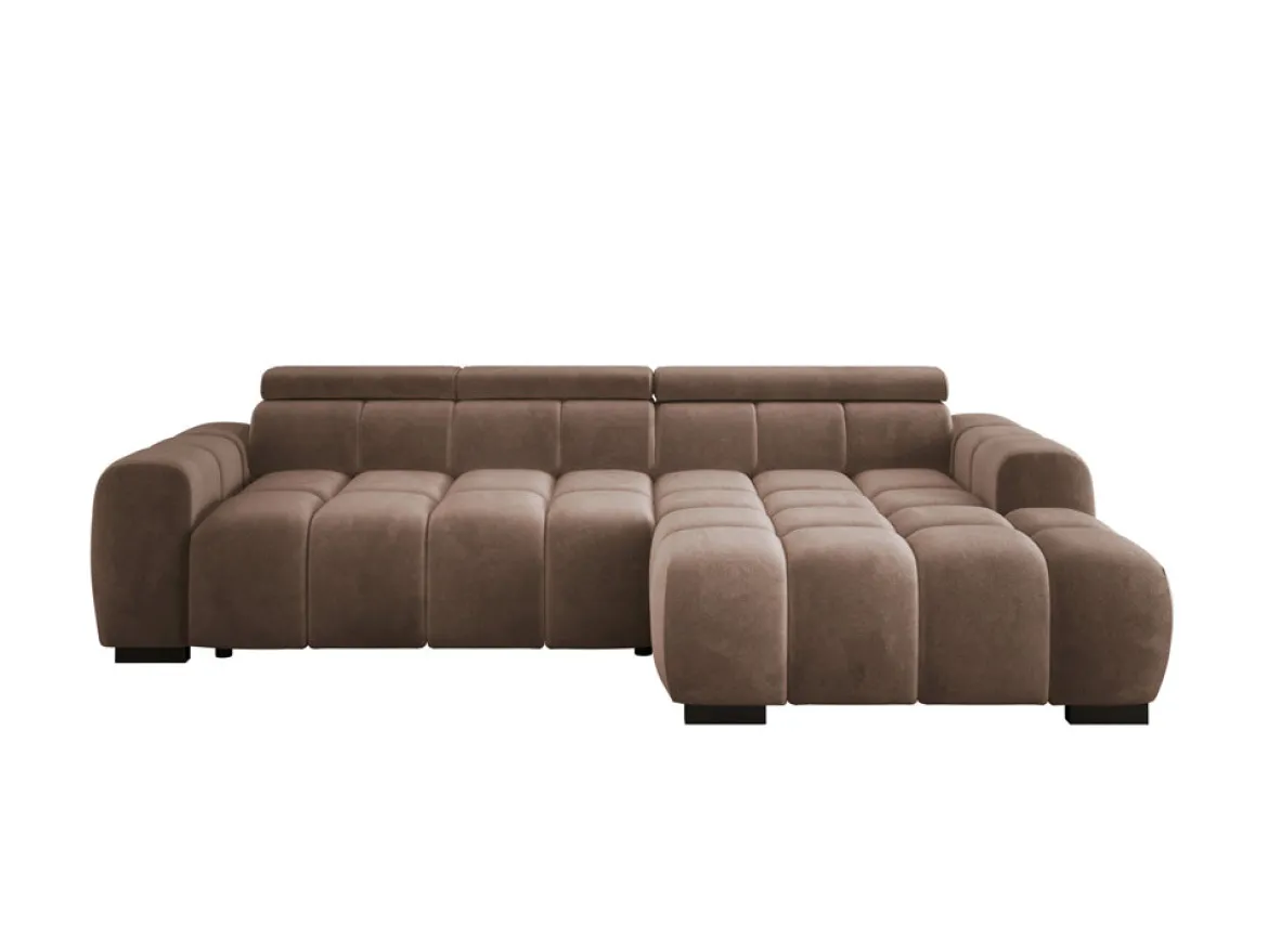Designer Ecksofa Amalfi in Samt mit elektrischer Sitzerweiterung