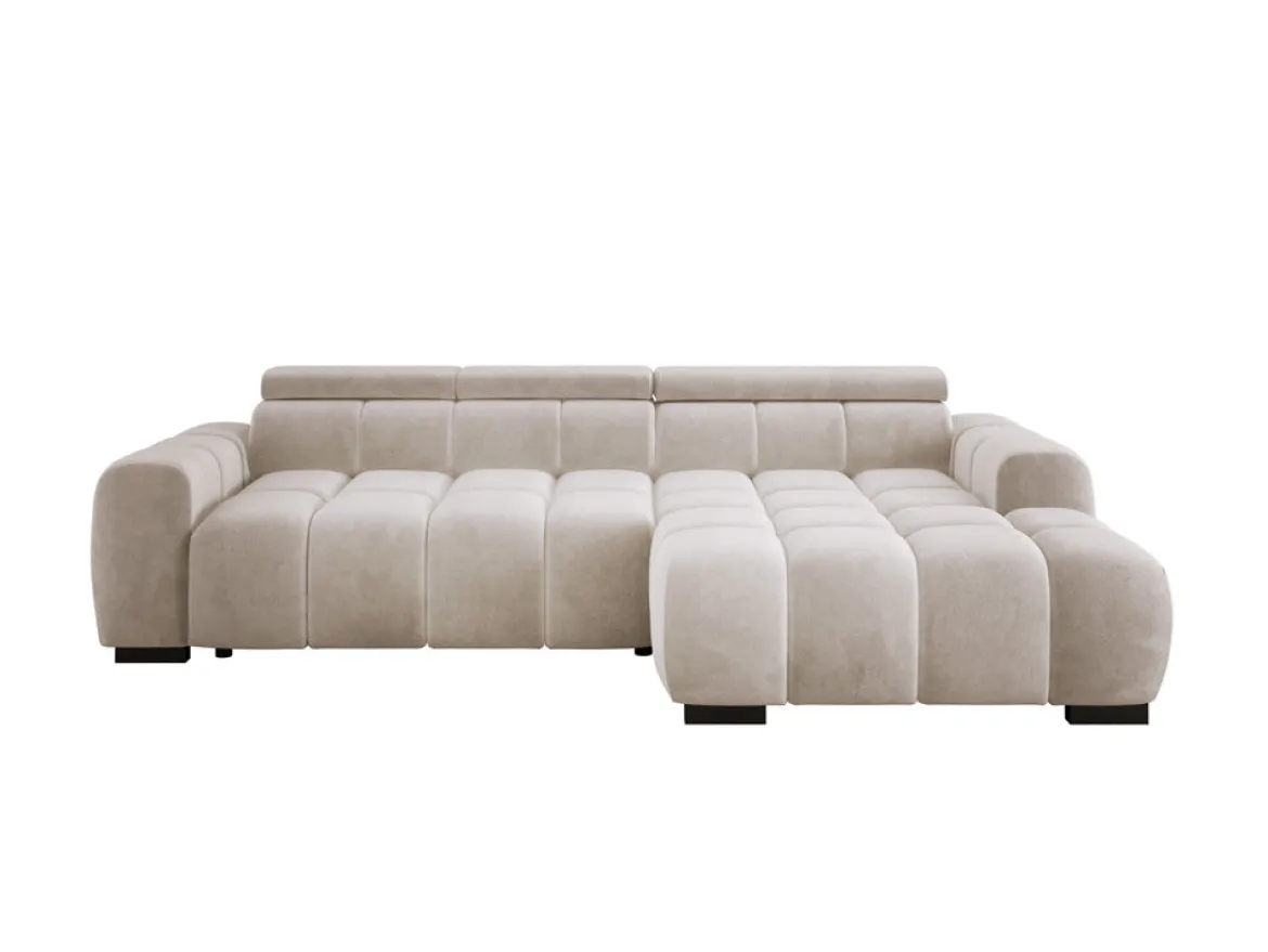 Designer Ecksofa Amalfi in Samt mit elektrischer Sitzerweiterung