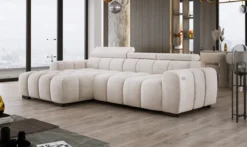 Designer Ecksofa Amalfi in Samt mit elektrischer Sitzerweiterung