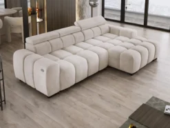 Designer Ecksofa Amalfi in Samt mit elektrischer Sitzerweiterung