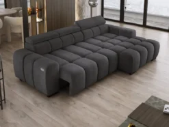 Designer Ecksofa Amalfi in Samt mit elektrischer Sitzerweiterung