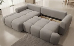 Designer Ecksofa Analfi mit Schlaf- und Klappfunktion in Bouclé