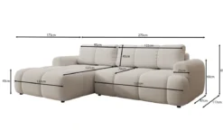 Designer Ecksofa Analfi mit Schlaf- und Klappfunktion in Bouclé