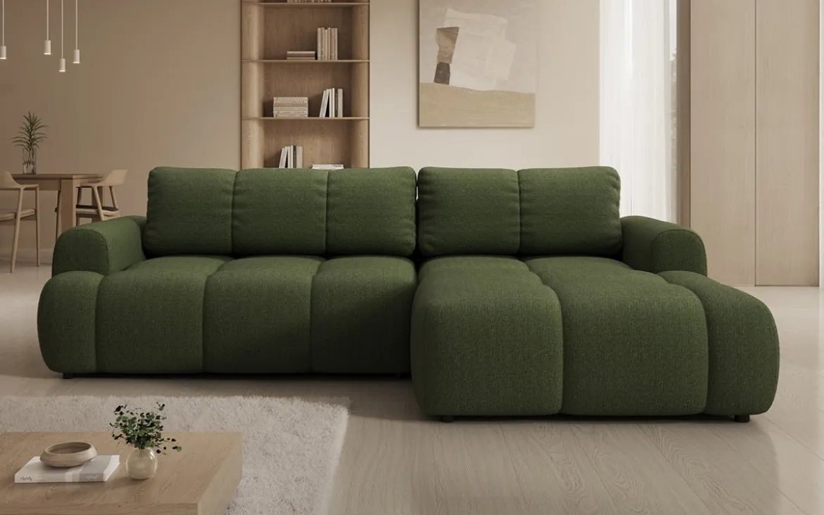 Designer Ecksofa Analfi mit Schlaf- und Klappfunktion in Bouclé