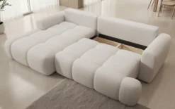 Designer Ecksofa Analfi mit Schlaf- und Klappfunktion in Bouclé