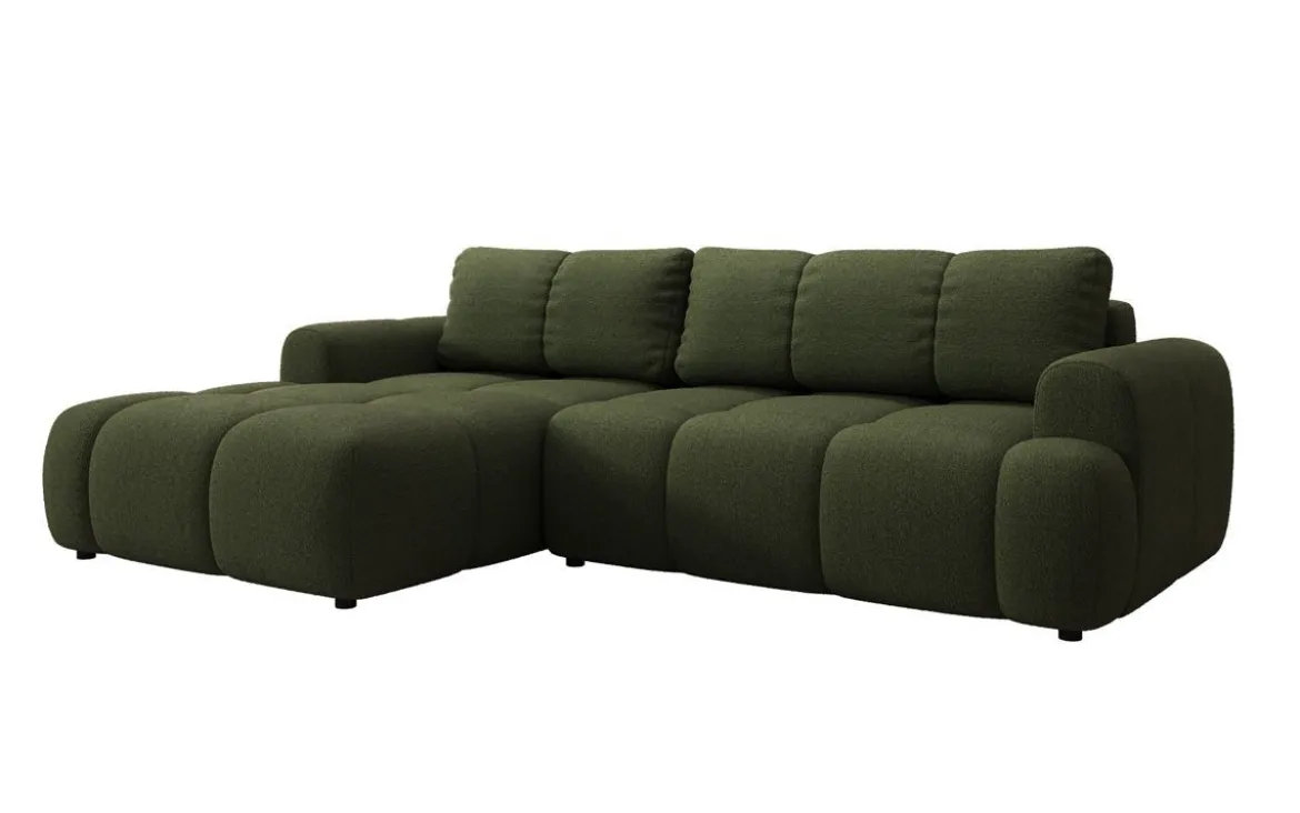 Designer Ecksofa Analfi mit Schlaf- und Klappfunktion in Bouclé