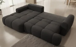 Designer Ecksofa Analfi mit Schlaf- und Klappfunktion in Bouclé