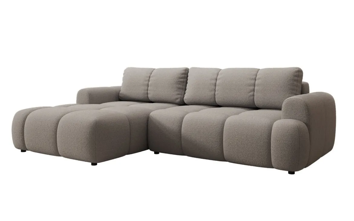 Designer Ecksofa Analfi mit Schlaf- und Klappfunktion in Bouclé