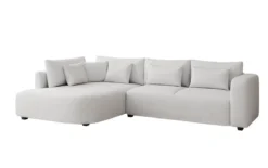 Designer Ecksofa Ando mit breiter Ottomane in Strukturstoff
