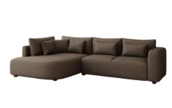 Designer Ecksofa Ando mit breiter Ottomane in Strukturstoff