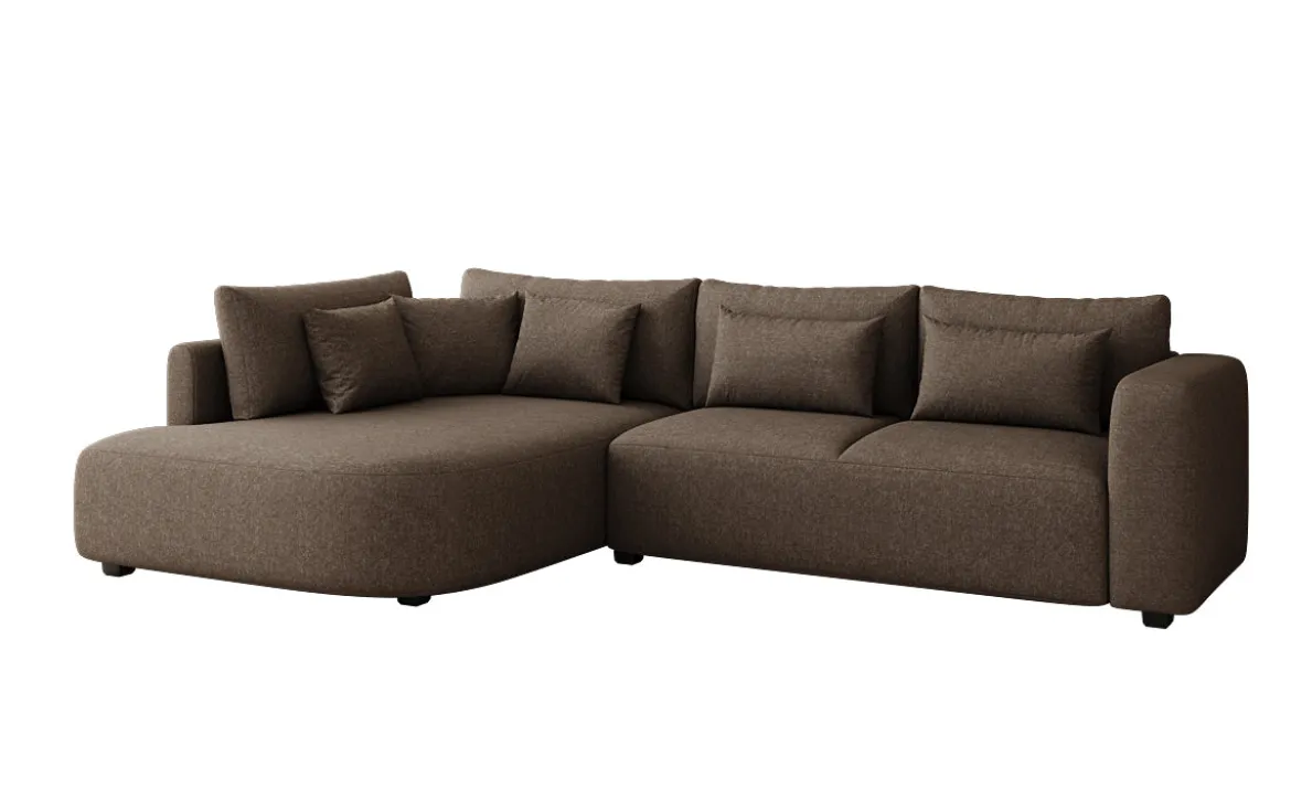 Designer Ecksofa Ando mit breiter Ottomane in Strukturstoff
