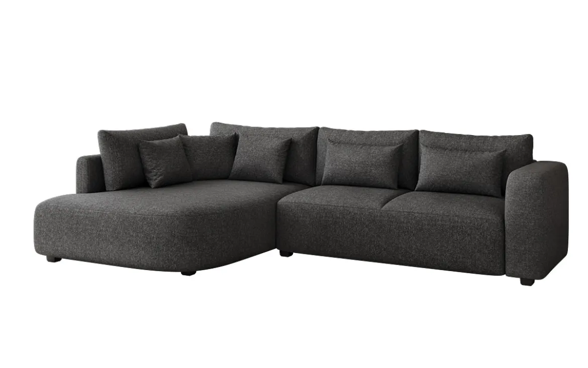 Designer Ecksofa Ando mit breiter Ottomane in Strukturstoff