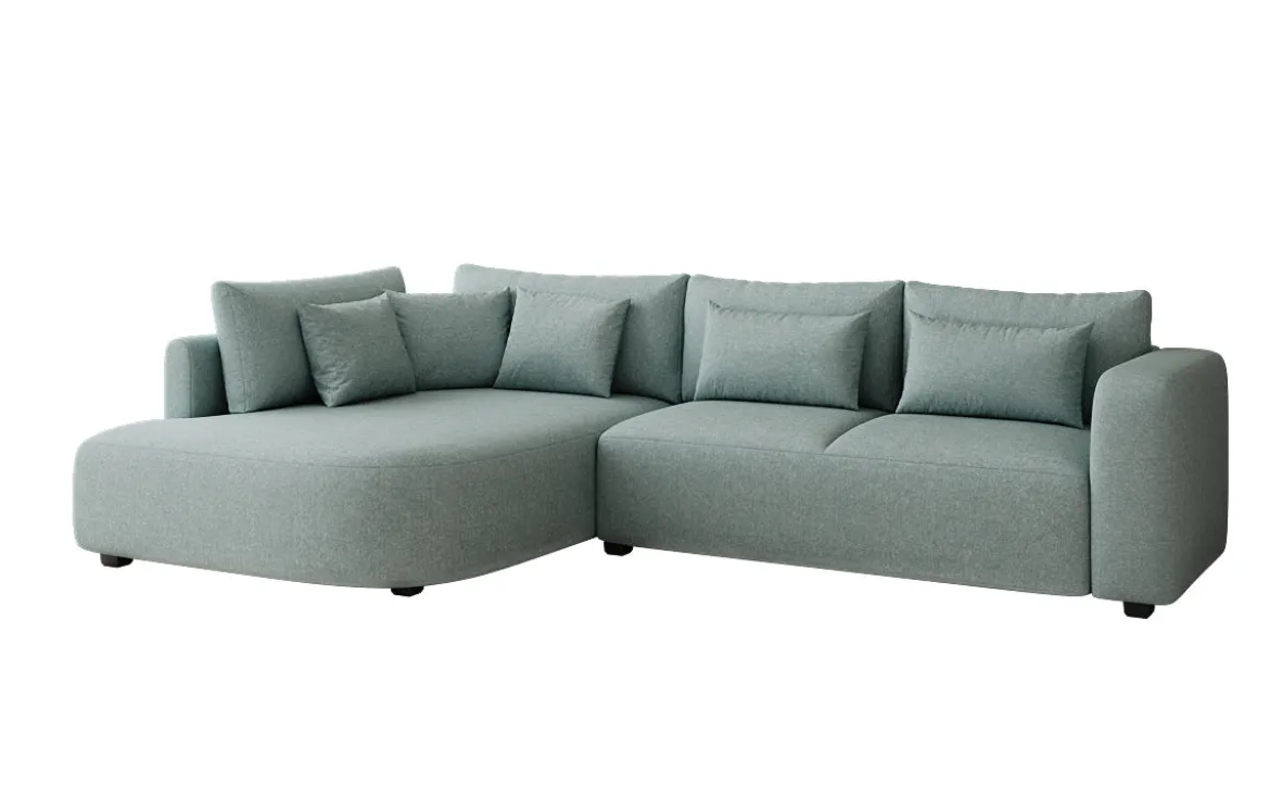 Designer Ecksofa Ando mit breiter Ottomane in Strukturstoff