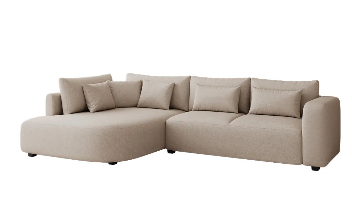 Designer Ecksofa Ando mit breiter Ottomane in Strukturstoff