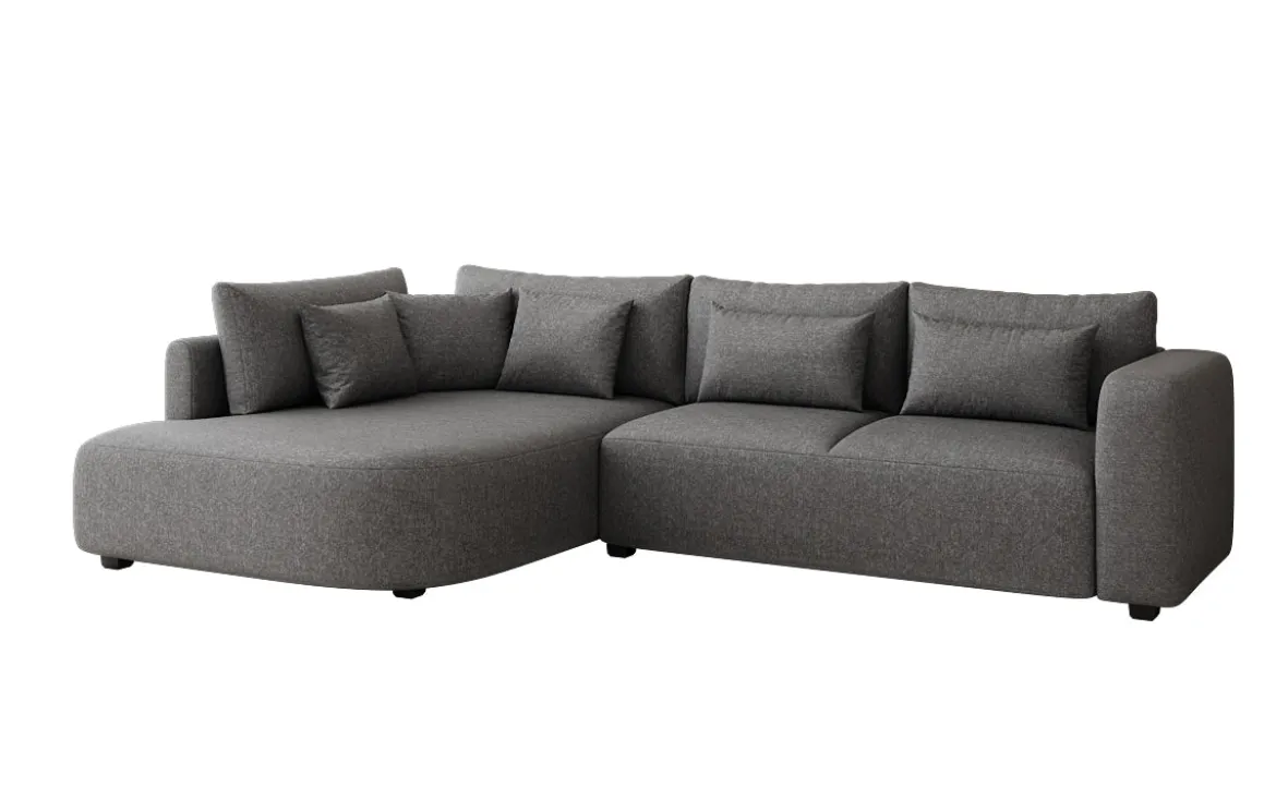 Designer Ecksofa Ando mit breiter Ottomane in Strukturstoff