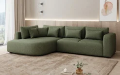 Designer Ecksofa Ando mit breiter Ottomane in Strukturstoff