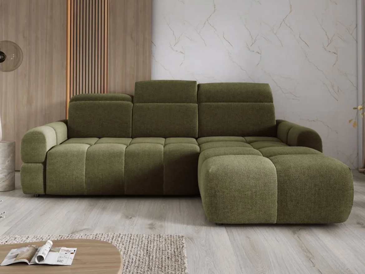Designer Ecksofa Arosa mit elektrischer Schlaffunktion in Bouclé