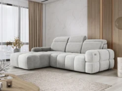 Designer Ecksofa Arosa mit elektrischer Schlaffunktion in Bouclé