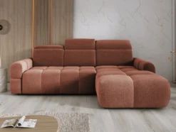 Designer Ecksofa Arosa mit elektrischer Schlaffunktion in Bouclé