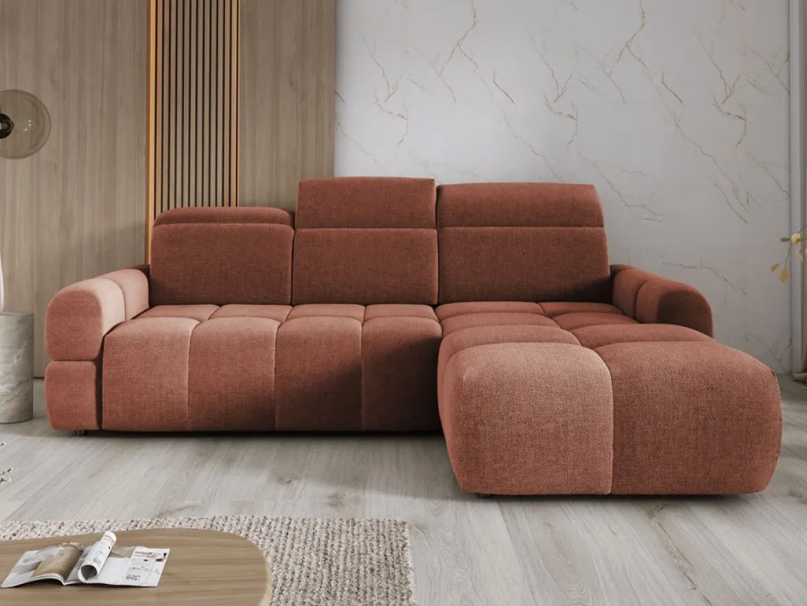 Designer Ecksofa Arosa mit elektrischer Schlaffunktion in Bouclé
