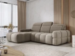 Designer Ecksofa Arosa mit elektrischer Schlaffunktion in Bouclé